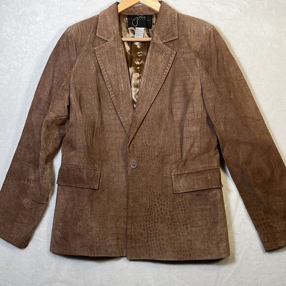 Jolie Vintage Eric Gaskins Crocodile Embossed Leather‎ Women's Blazer- Small - Picture 1 of 7